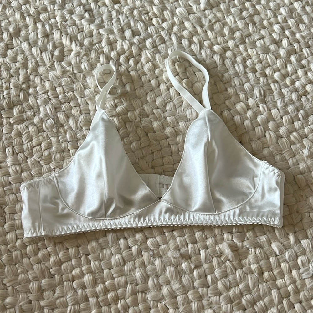 White satin bralette size small